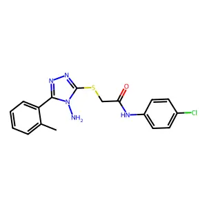 2-[4-amino-5-(2-methylphenyl)(1,2,4-triazol-3-ylthio)]-N-(4-chlorophenyl)aceta mide structure