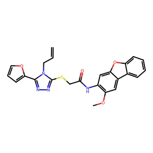 2-{[4-ALLYL-5-(2-FURYL)-4H-1,2,4-TRIAZOL-3-YL]SULFANYL}-N-(2-METHOXYDIBENZO[B,D]FURAN-3-YL)ACETAMIDE structure