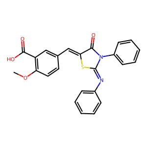 2-methoxy-5-[(4-oxo-3-phenyl-2-phenylimino-1,3-thiazolidin-5-ylidene)methyl]benzoic Acid structure