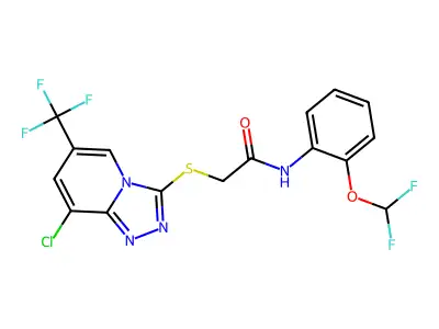 2-[[8-chloro-6-(trifluoromethyl)-[1,2,4]triazolo[4,3-a]pyridin-3-yl]sulfanyl]-N-[2-(difluoromethoxy)phenyl]acetamide structure