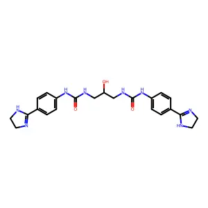 1-[4-(4,5-dihydro-1H-imidazol-2-yl)phenyl]-3-[3-[[4-(4,5-dihydro-1H-imidazol-2-yl)phenyl]carbamoylamino]-2-hydroxypropyl]urea structure