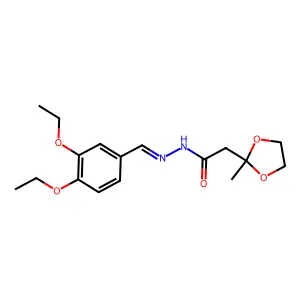 N-[(3,4-diethoxyphenyl)methylideneamino]-2-(2-methyl-1,3-dioxolan-2-yl)acetamide structure