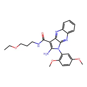 2-amino-1-(2,5-dimethoxyphenyl)-N-(3-ethoxypropyl)-1H-pyrrolo[2,3-b]quinoxaline-3-carboxamide structure