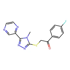 1-(4-fluorophenyl)-2-{[4-methyl-5-(pyrazin-2-yl)-4H-1,2,4-triazol-3-yl]sulfanyl}ethanone structure