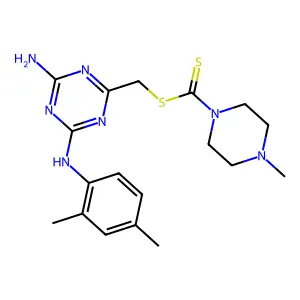 {4-amino-6-[(2,4-dimethylphenyl)amino]-1,3,5-triazin-2-yl}methyl 4-methylpiperazine-1-carbodithioate structure