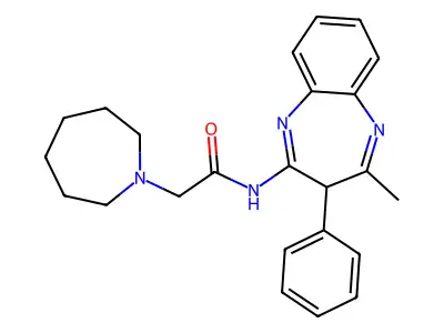 Acetamide, 2-(azepan-1-yl)-N-(4-methyl-3-phenyl-3H-benzo[b][1,4]diazepin-2-yl)- structure