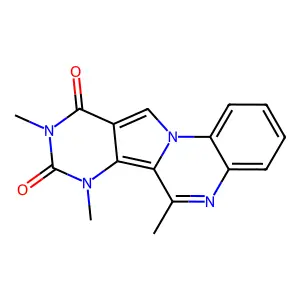 6,7,9-trimethylpyrimido[4',5':3,4]pyrrolo[1,2-a]quinoxaline-8,10(7H,9H)-dione structure