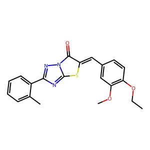(5Z)-5-(4-ethoxy-3-methoxybenzylidene)-2-(2-methylphenyl)[1,3]thiazolo[3,2-b][1,2,4]triazol-6(5H)-one structure