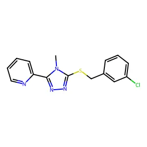 3-[(3-Chlorophenyl)methylthio]-4-methyl-5-(2-pyridyl)-1,2,4-triazole structure