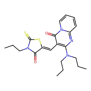 2-(dipropylamino)-3-[(Z)-(4-oxo-3-propyl-2-thioxo-1,3-thiazolidin-5-ylidene)methyl]-4H-pyrido[1,2-a]pyrimidin-4-one structure