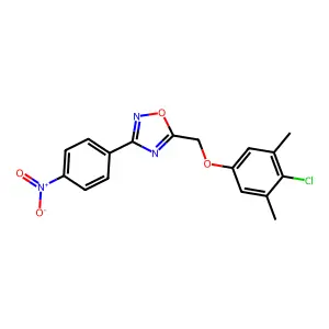 5-[(4-Chloro-3,5-dimethylphenoxy)methyl]-3-(4-nitrophenyl)-1,2,4-oxadiazole structure