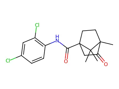 N-(2,4-dichlorophenyl)-4,7,7-trimethyl-3-oxobicyclo[2.2.1]heptane-1-carboxamide structure