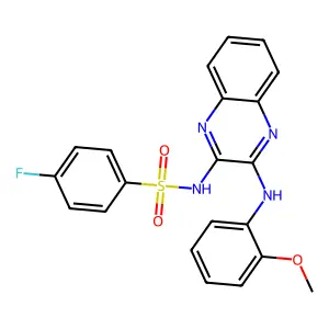 4-fluoro-N-(3-((2-methoxyphenyl)amino)quinoxalin-2-yl)benzenesulfonamide structure