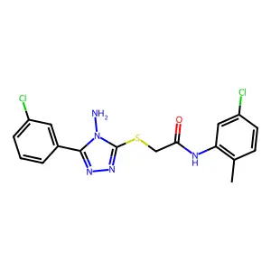 2-[4-amino-5-(3-chlorophenyl)(1,2,4-triazol-3-ylthio)]-N-(5-chloro-2-methylphe nyl)acetamide structure