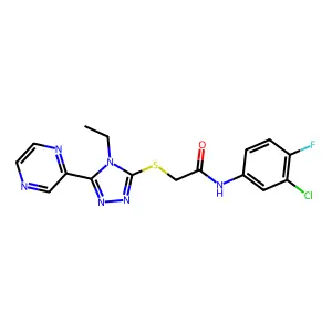 N-(3-CL-4-F-PH)-2-((4-Ethyl-5-(2-pyrazinyl)-4H-1,2,4-triazol-3-YL)thio)acetamide structure