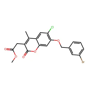 methyl {7-[(3-bromobenzyl)oxy]-6-chloro-4-methyl-2-oxo-2H-chromen-3-yl}acetate structure