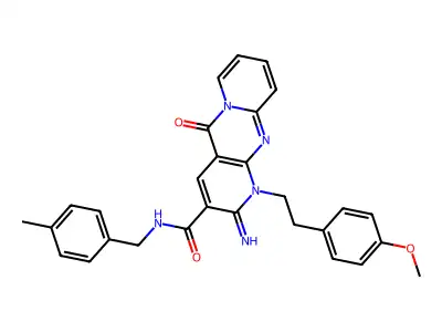 2-imino-1-[2-(4-methoxyphenyl)ethyl]-N-(4-methylbenzyl)-5-oxo-1,5-dihydro-2H-dipyrido[1,2-a:2',3'-d]pyrimidine-3-carboxamide structure