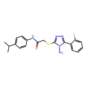 2-[4-amino-5-(2-fluorophenyl)(1,2,4-triazol-3-ylthio)]-N-[4-(methylethyl)pheny l]acetamide structure