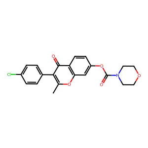 3-(4-chlorophenyl)-2-methyl-4-oxo-4H-chromen-7-yl morpholine-4-carboxylate structure
