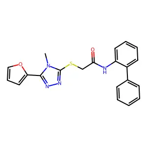 2-(5-(2-furyl)-4-methyl(1,2,4-triazol-3-ylthio))-N-(2-phenylphenyl)acetamide structure