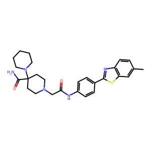 1-({N-[4-(6-methylbenzothiazol-2-yl)phenyl]carbamoyl}methyl)-4-piperidylpiperi dine-4-carboxamide structure