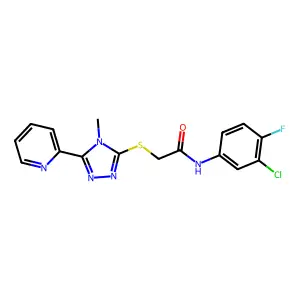 N-(3-chloro-4-fluorophenyl)-2-{[4-methyl-5-(pyridin-2-yl)-4H-1,2,4-triazol-3-yl]sulfanyl}acetamide structure