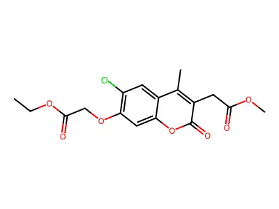 methyl [6-chloro-7-(2-ethoxy-2-oxoethoxy)-4-methyl-2-oxo-2H-chromen-3-yl]acetate structure