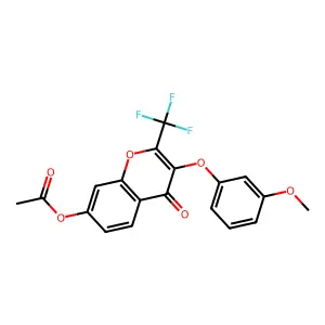3-(3-methoxyphenoxy)-4-oxo-2-(trifluoromethyl)-4H-chromen-7-yl acetate structure