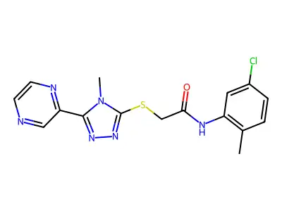 N-(5-chloro-2-methylphenyl)-2-{[4-methyl-5-(pyrazin-2-yl)-4H-1,2,4-triazol-3-yl]sulfanyl}acetamide structure