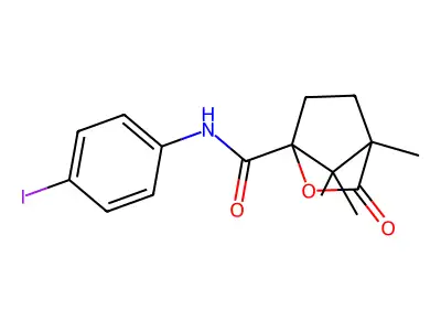 N-(4-iodophenyl)-4,7,7-trimethyl-3-oxo-2-oxabicyclo[2.2.1]heptane-1-carboxamide structure