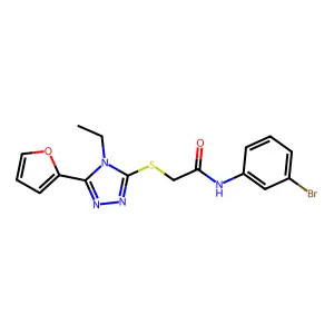N-(3-Bromophenyl)-2-((4-ethyl-5-(2-furyl)-4H-1,2,4-triazol-3-YL)thio)acetamide structure