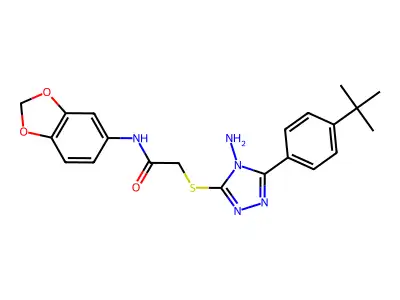 2-{[4-amino-5-(4-tert-butylphenyl)-4H-1,2,4-triazol-3-yl]sulfanyl}-N-(1,3-benzodioxol-5-yl)acetamide structure