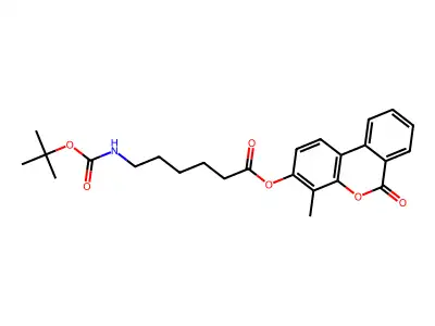 4-methyl-6-oxo-6H-benzo[c]chromen-3-yl 6-[(tert-butoxycarbonyl)amino]hexanoate structure