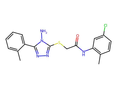 2-[4-amino-5-(2-methylphenyl)(1,2,4-triazol-3-ylthio)]-N-(5-chloro-2-methylphe nyl)acetamide structure