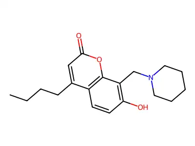 4-butyl-7-hydroxy-8-(piperidin-1-ylmethyl)-2H-chromen-2-one structure