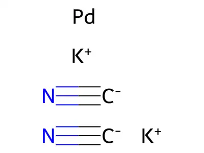 Palladate(2-), bis(cyano-kappaC)-, potassium (1:2) structure