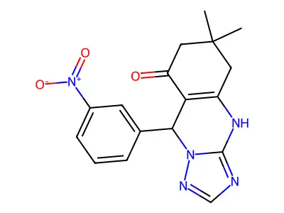 6,6-dimethyl-9-(3-nitrophenyl)-4H,5H,6H,7H,8H,9H-[1,2,4]triazolo[3,2-b]quinazolin-8-one structure