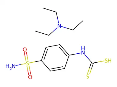 N,N-diethylethanamine; (4-sulfamoylphenyl)carbamodithioic acid structure