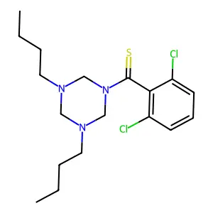 (3,5-Dibutyl-1,3,5-triazinan-1-yl)-(2,6-dichlorophenyl)methanethione structure