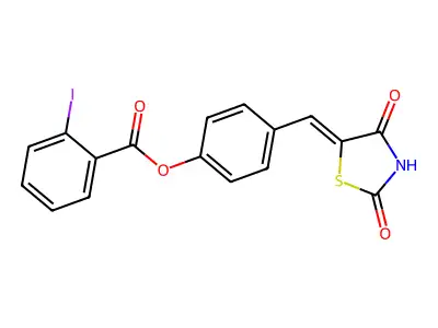 4-[(2,4-Dioxo-1,3-thiazolidin-5-ylidene)methyl]phenyl 2-iodobenzoate structure