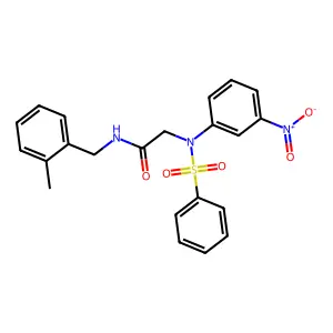 2-[N-(benzenesulfonyl)-3-nitroanilino]-N-[(2-methylphenyl)methyl]acetamide structure