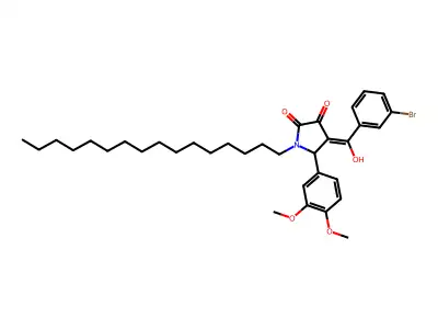 4-[(3-bromophenyl)-hydroxymethylidene]-5-(3,4-dimethoxyphenyl)-1-hexadecylpyrrolidine-2,3-dione structure