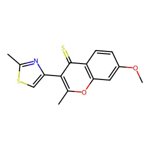 7-methoxy-2-methyl-3-(2-methyl-1,3-thiazol-4-yl)-4H-chromene-4-thione structure