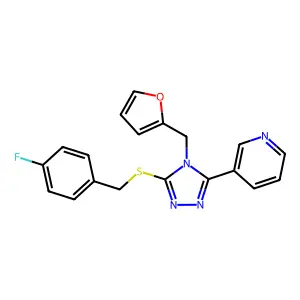 3-[(4-Fluorophenyl)methylthio]-4-(2-furylmethyl)-5-(3-pyridyl)-1,2,4-triazole structure