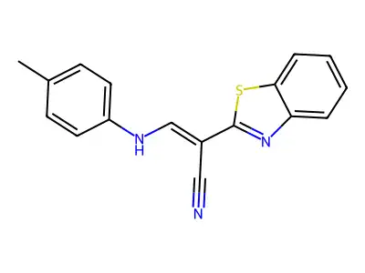 (2E)-2-(1,3-benzothiazol-2-yl)-3-[(4-methylphenyl)amino]prop-2-enenitrile structure