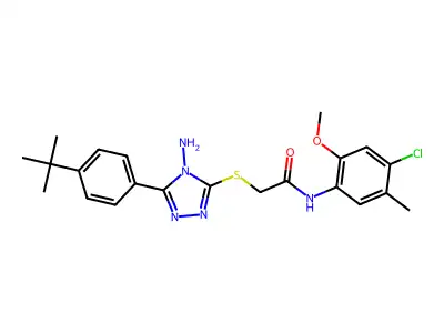 2-{4-amino-5-[4-(tert-butyl)phenyl](1,2,4-triazol-3-ylthio)}-N-(4-chloro-2-met hoxy-5-methylphenyl)acetamide structure