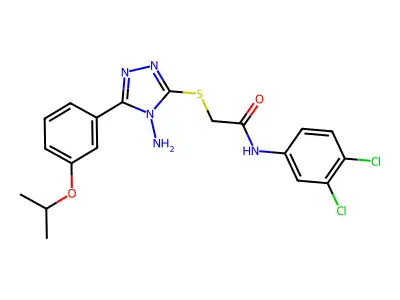 2-{4-amino-5-[3-(methylethoxy)phenyl](1,2,4-triazol-3-ylthio)}-N-(3,4-dichloro phenyl)acetamide structure