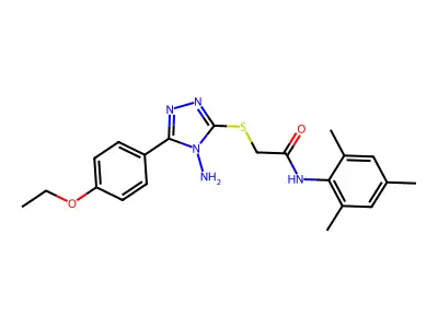 2-[4-amino-5-(4-ethoxyphenyl)(1,2,4-triazol-3-ylthio)]-N-(2,4,6-trimethylpheny l)acetamide structure