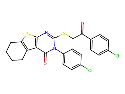 3-(4-chlorophenyl)-2-{[2-(4-chlorophenyl)-2-oxoethyl]sulfanyl}-5,6,7,8-tetrahydro[1]benzothieno[2,3-d]pyrimidin-4(3H)-one structure