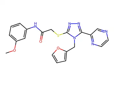 2-{[4-(furan-2-ylmethyl)-5-(pyrazin-2-yl)-4H-1,2,4-triazol-3-yl]sulfanyl}-N-(3-methoxyphenyl)acetamide structure